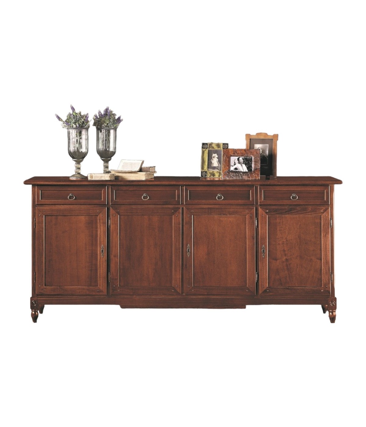 MOBILI 2G - MADIA CREDENZA 4 PORTE ARTE POVERA TINTA NOCE 205X42X94 vista frontale