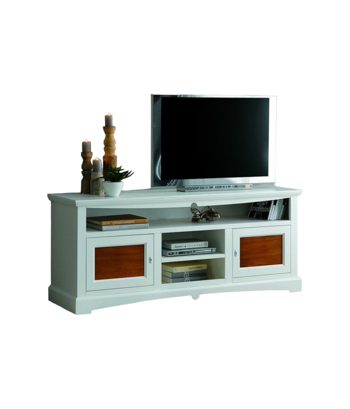 Mobile porta tv goccia legno shabby bianco noce 170x46x69