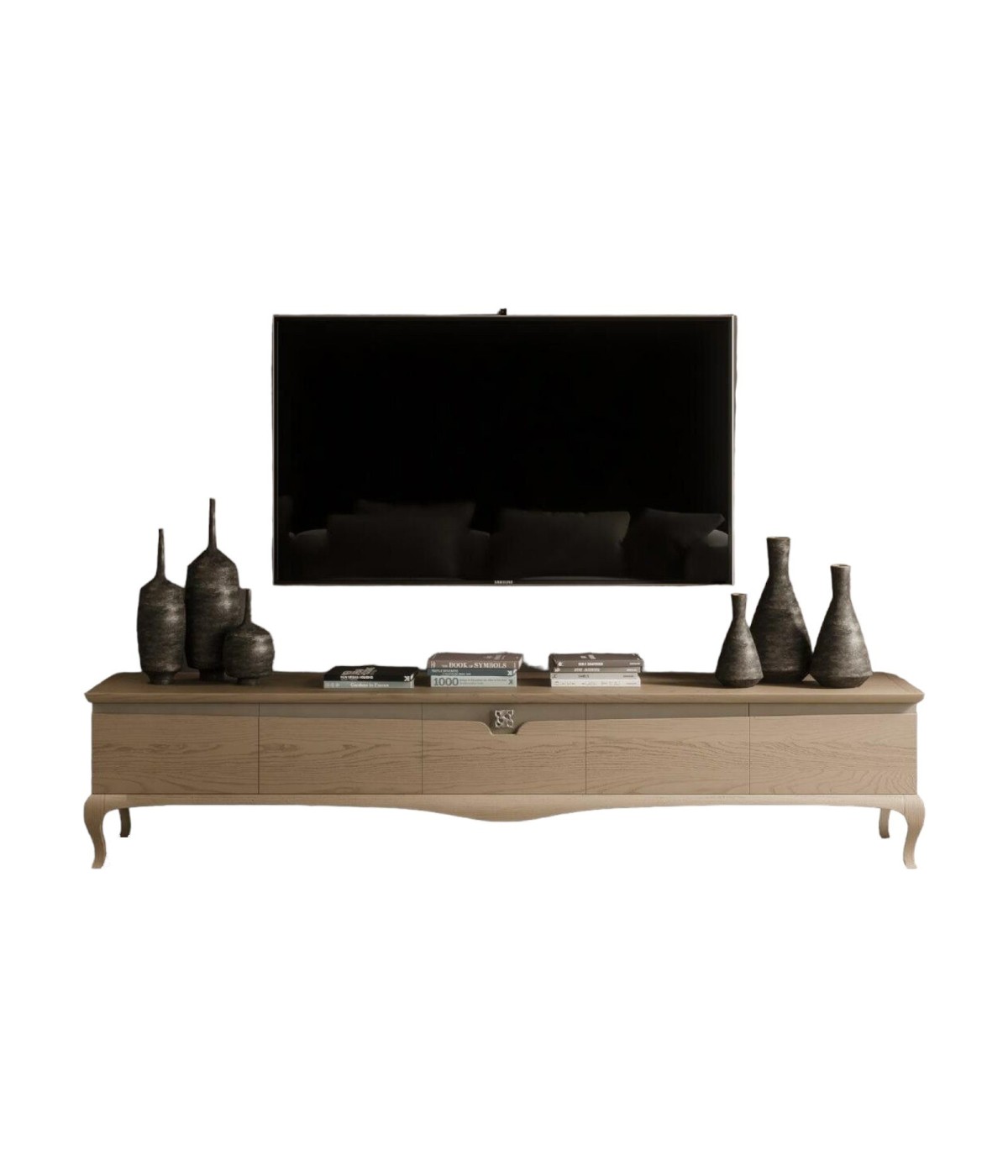 MOBILI 2G - MOBILE PORTA TV IN LEGNO 5 CASSETTI IN FRASSINO L.247 P.50 H.52