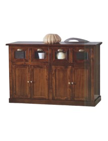 MOBILI 2G - MADIA CREDENZA 4 CASSETTI 4 PORTE TINTA NOCE L.130 P.50 H.85 vista frontale