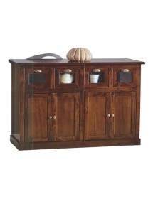 MOBILI 2G - MADIA CREDENZA 4 CASSETTI 4 PORTE TINTA NOCE L.130 P.50 H.85 vista frontale
