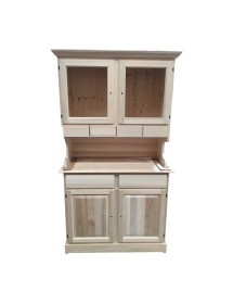 MOBILI 2G - CRISTALLIERA IN LEGNO CLASSICA 4 PORTE 6 CASSETTI GREZZO L.120 P.51 H.211