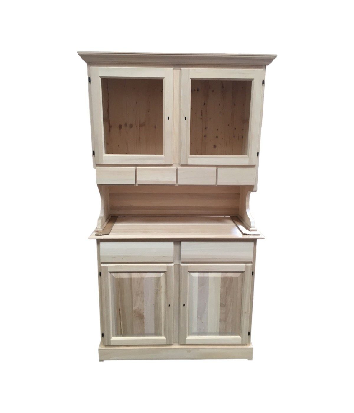 MOBILI 2G - CRISTALLIERA IN LEGNO CLASSICA 4 PORTE 6 CASSETTI GREZZO L.120 P.51 H.211