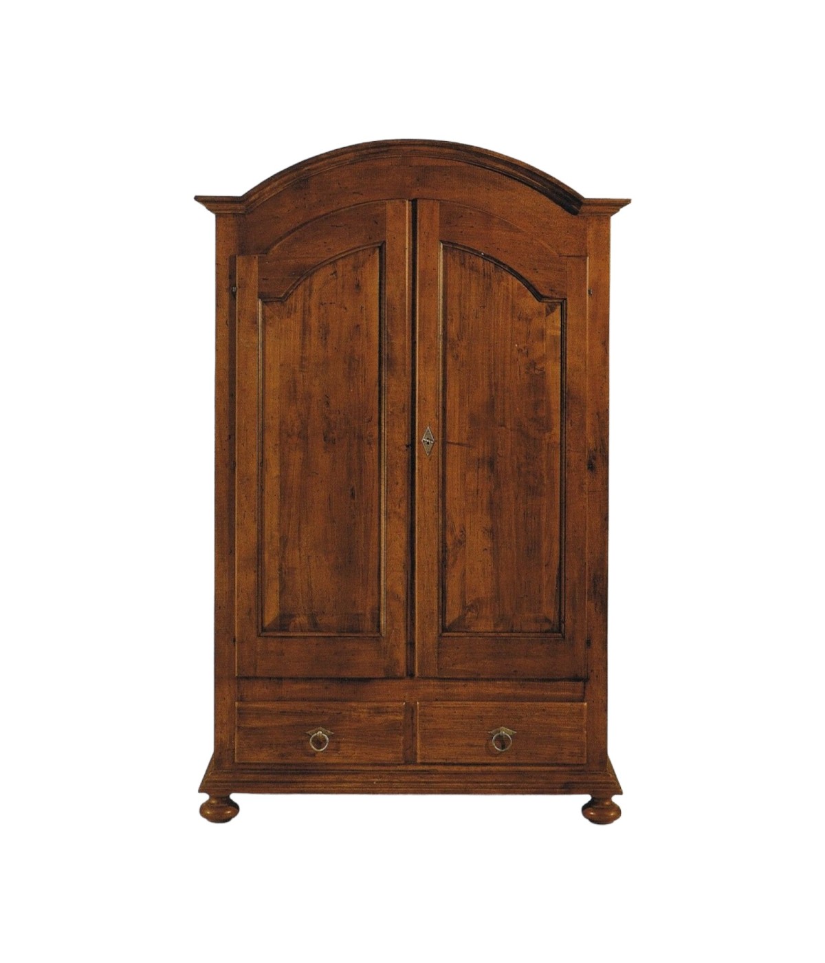 MOBILI 2G - ARMADIO ARTE POVERA 2 PORTE GENDARME IN LEGNO TINTA NOCE 125x60x200 vista frontale