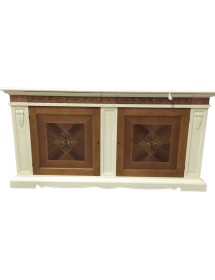 MOBILI 2G - CREDENZONE CLASSICO LEGNO BIANCO NOCE GRANO 214x55x109 VISTA FRONTALE