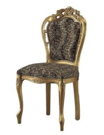 MOBILI 2G -  SEDIA CLASSICA INTAGLIATA IN LEGNO ORO/ARGENTO IMBOTTITA