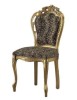 MOBILI 2G -  SEDIA CLASSICA INTAGLIATA IN LEGNO ORO/ARGENTO IMBOTTITA