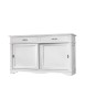 MOBILI 2G - MADIA CREDENZA IN LEGNO MASSELLO 2 ANTE SCORREVOLI 2 CASSETTI BIANCO L.160 P.50 H.95