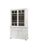 MOBILI 2G - CRISTALLIERA SHABBY IN LEGNO MASSELLO 4 ANTE 2 CASSETTI BIANCO OPACO L.120 P.45 H.198