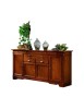 MOBILI 2G - MADIA CREDENZA IN LEGNO MASSELLO 4 PORTE 7 CASSETTI TINTA NOCE L.222 P.52 H.108
