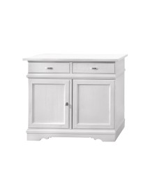 MOBILI 2G - MADIA CREDENZA IN LEGNO MASSELLO 2 ANTE BIANCO OPACO L.105 P.52 H.94