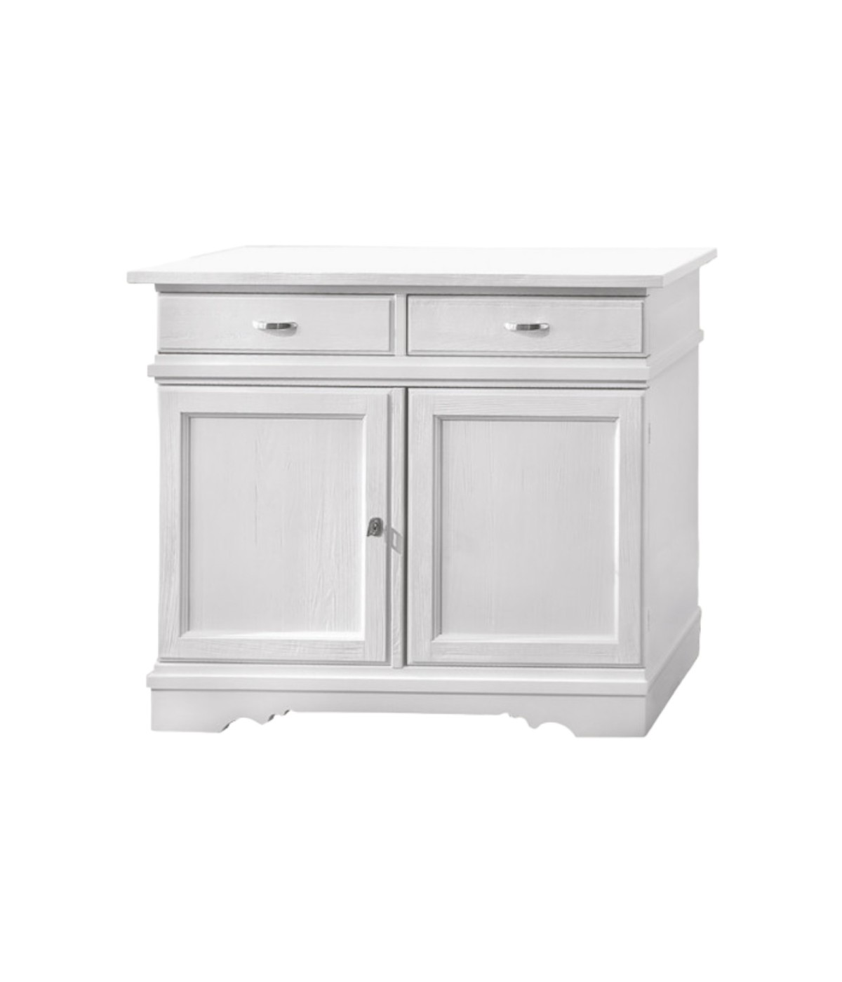 MOBILI 2G - MADIA CREDENZA IN LEGNO MASSELLO 2 ANTE BIANCO OPACO L.105 P.52 H.94