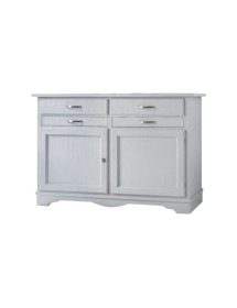 MOBILI 2G - MADIA CREDENZA IN LEGNO MASSELLO 2 ANTE GRIGIO OPACO L.140 P.52 H.96