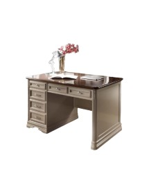 MOBILI 2G - SCRIVANIA 6 CASSETTI IN LEGNO LACCATO GRIGIO/MARRONE L.140 P.85 H.82