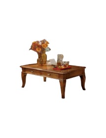 MOBILI 2G - TAVOLINO 2 CASSETTI LEGNO MASSELLO TINTA NOCE L.120 P.80 H.48