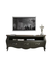MOBILI 2G - MOBILE PORTA TV IN LEGNO LACCATO NERO x SOGGIORNO SALOTTO  L176.P45.H62 VISTA FRONTALE