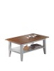 MOBILI 2G - TAVOLINO SHABBY RETTANGOLARE IN LEGNO BIANCO/NATURALE L.100 P.60 H.45