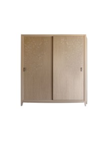 MOBILI 2G - ARMADIO 2 ANTE SCORREVOLI IN LEGNO CON DECORO FOGLIA NATURALE L.200 P.64 H.220