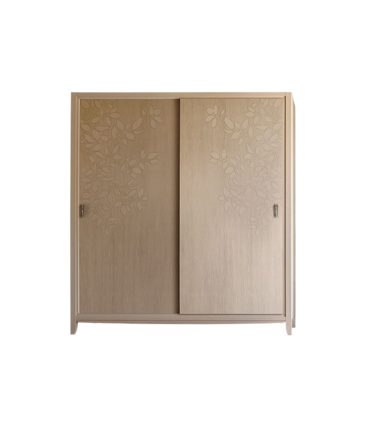 MOBILI 2G - ARMADIO 2 ANTE SCORREVOLI IN LEGNO CON DECORO FOGLIA NATURALE L.200 P.64 H.220