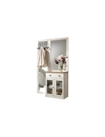 MOBILI 2G - APPENDIABITI SHABBY 2 ANTE 1 CASSETTO IN LEGNO BIANCO/NATURALE L. 120 P. 38 H. 200
