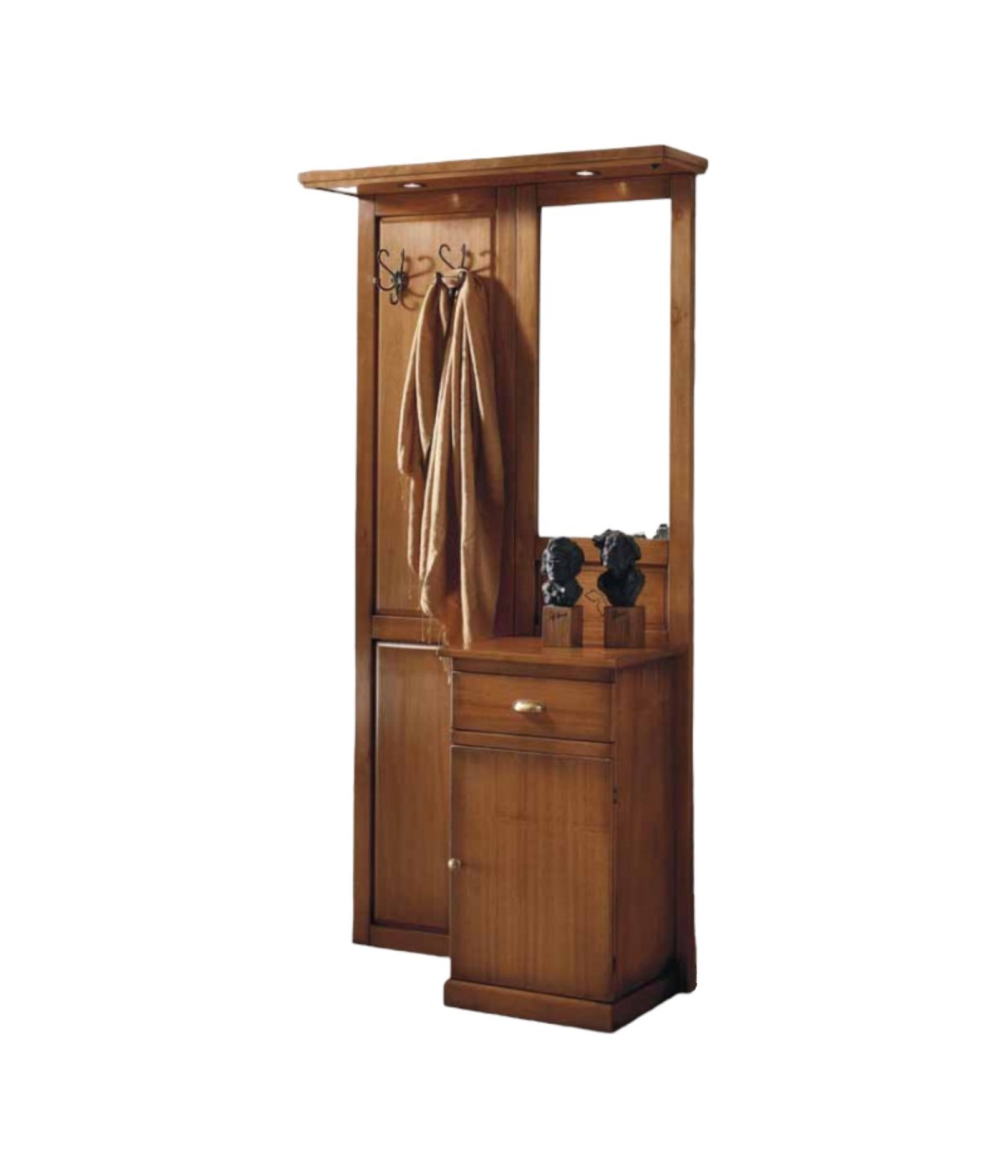 MOBILI 2G - APPENDIABITI ARTE POVERA 1ANTA 1 CASSETTO IN LEGNO TINTA NOCE L. 106 P. 38 H. 204