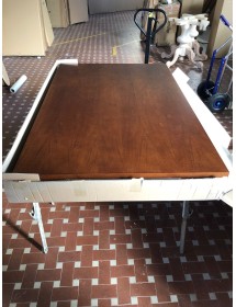 MOBILI 2G - Tavolo rettangolare allungabile legno classico Noce Arte Povera 100 x 70 VISTA PIANO