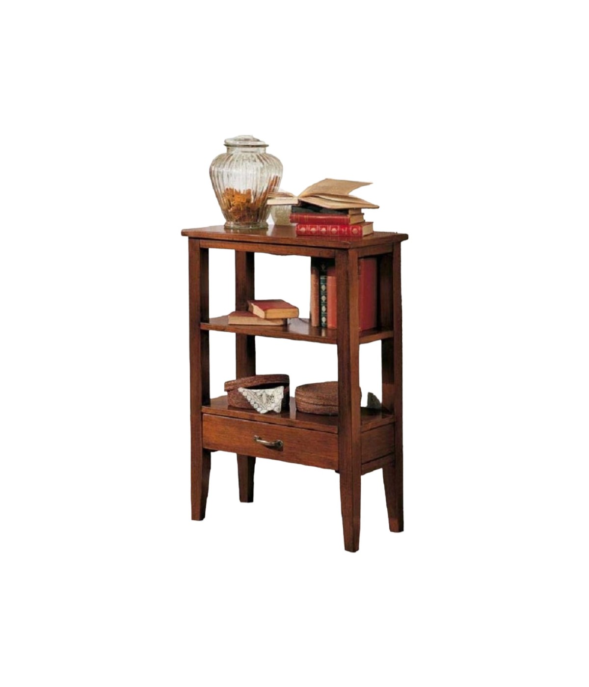 MOBILI 2G - CONSOLLE 1 CASSETTO IN LEGNO MASSELLO TINTA NOCE L.60 P.30 H.85