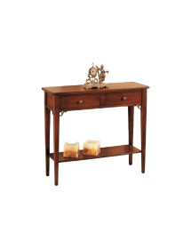 CONSOLLE 2 CASSETTI IN LEGNO MASSELLO TINTA NOCE L.90 P.31 H.77