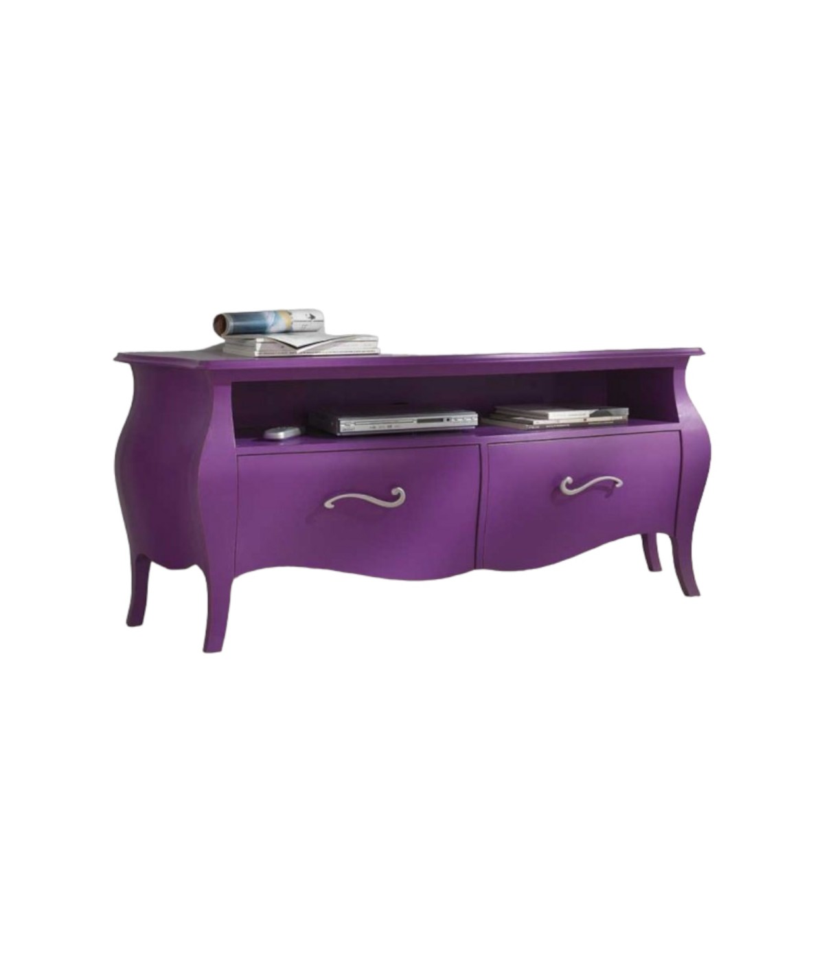 MOBILI 2G - MOBILE PORTA TV IN LEGNO LACCATO FUCSIA x SOGGIORNO SALOTTO 141x45x62 VISTA LATERALE