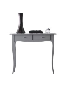 MOBILI 2G - CONSOLLE SHABBY 2 CASSETTI IN LEGNO MASSELLO GRIGIO L.92 P.39 H.78