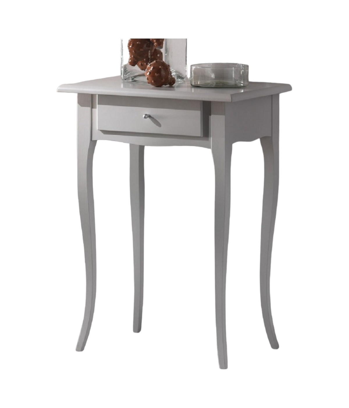 MOBILI 2G - CONSOLLE SHABBY 1 CASSETTO IN LEGNO MASSELLO BIANCO L.57 P.39 H.78