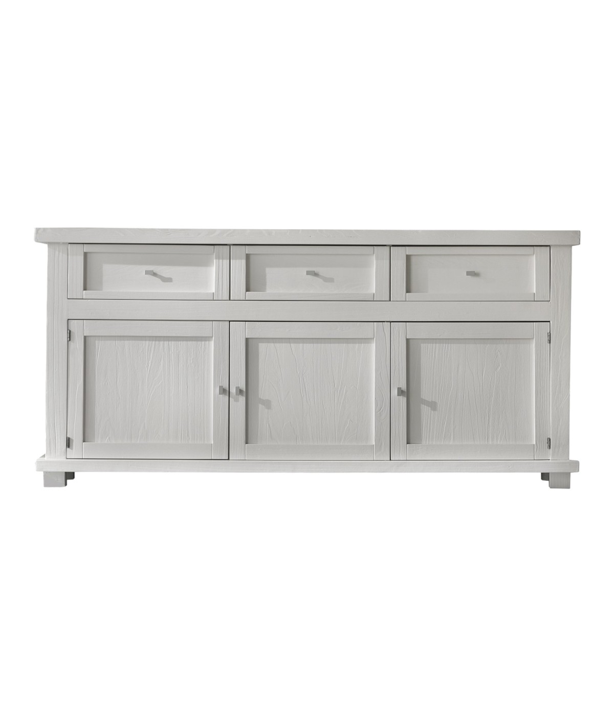 MOBILI 2G - MADIA CREDENZA SHABBY IN LEGNO MASSELLO 3 PORTE BIANCO OPACO L.180 P.45 H.86