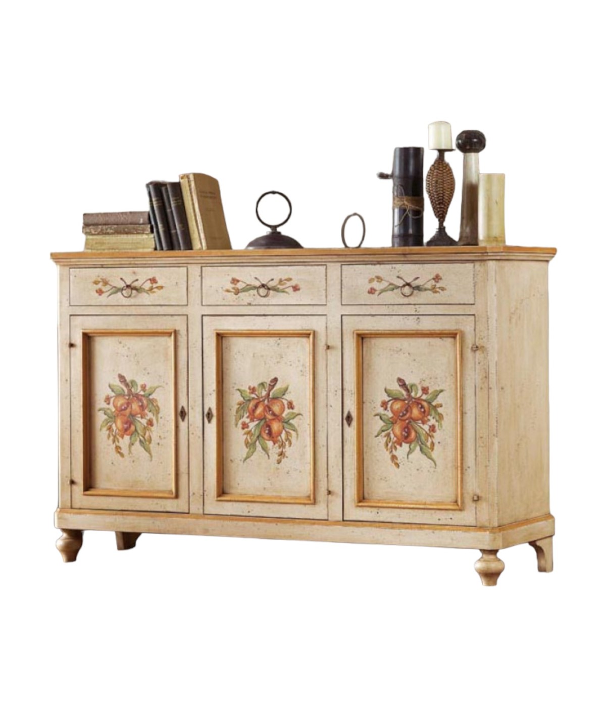 MOBILI 2G - MADIA CREDENZA in legno provenzale laccata a mano 3 porte  160x50X102