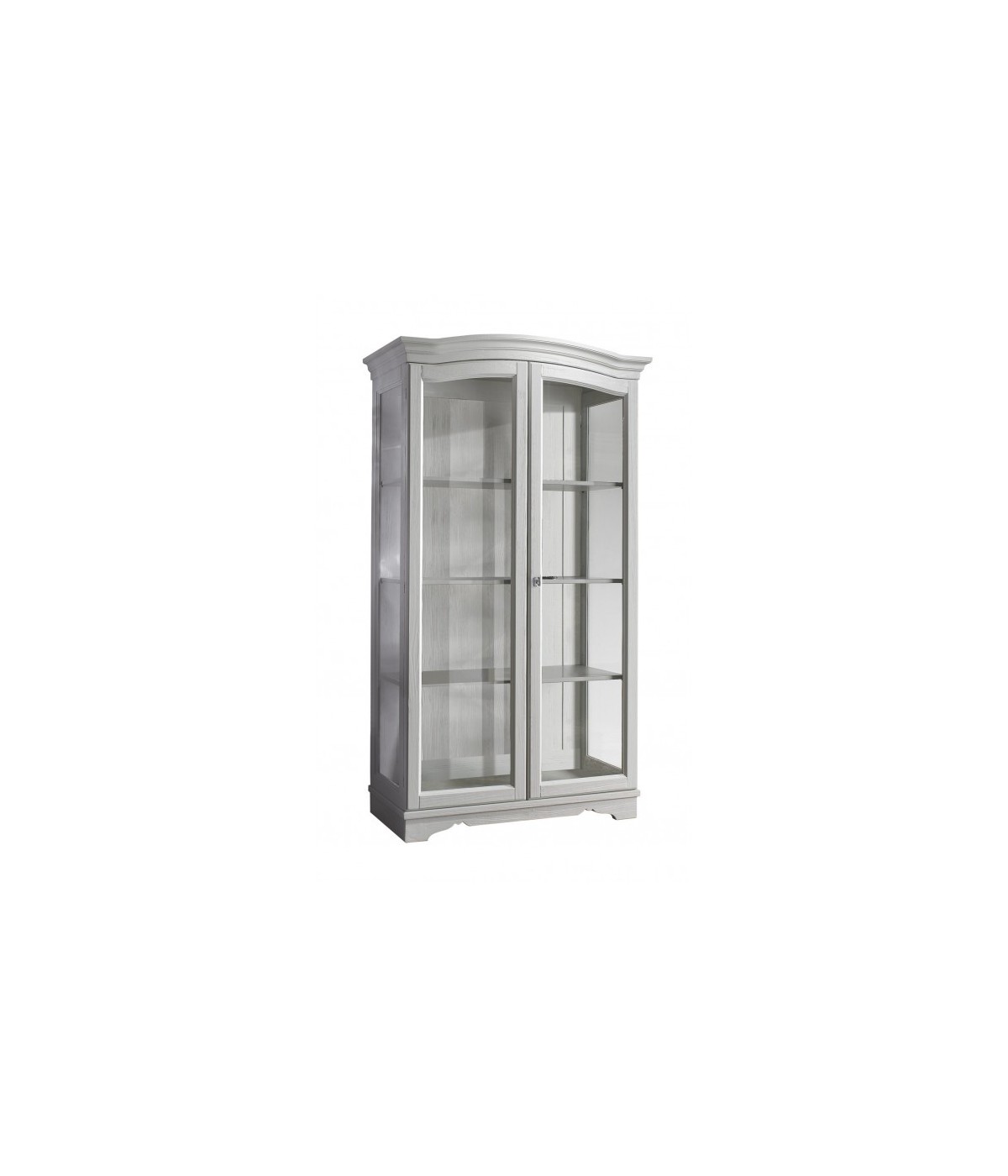 MOBILI 2G - VETRINA CAPPELLO GENDARME IN LEGNO MASSELLO 2 PORTE BIANCO L.106 P.46 H.191
