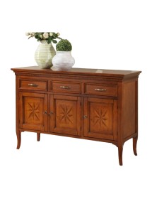 MOBILI 2G - MADIA CREDENZA IN LEGNO MASSELLO 3 PORTE 3 CASSETTI 130X50X90 vista frontale