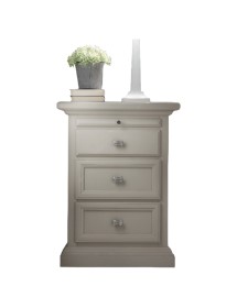 MOBILI 2G - COMODINO 3 CASSETTI 1 TIRETTO IN LEGNO MASSELLO AVORIO L.52 P.38 H.70