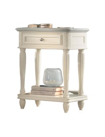 MOBILI 2G - COMODINO 1 CASSETTO INTAGLIATO IN LEGNO BICOLORE L.55 P.37 H.71