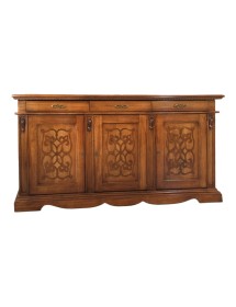 CREDENZA CON DECORO IN LEGNO 3 PORTE 3 CASSETTI FINITURA BASSANO 230X55X115
