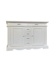MADIA CREDENZA CLASSICA IN LEGNO 2 PORTE 6 CASSETTI BIANCO 210X55X115