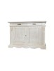MOBILI 2G - CREDENZA CLASSICA IN LEGNO 2 PORTE 2 CASSETTI BIANCO INVECCHIATO 170X55X115