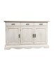 MOBILI 2G - MADIA CLASSICA IN LEGNO 3 PORTE 3 CASSETTI BIANCO INVECCHIATO 160X45X90