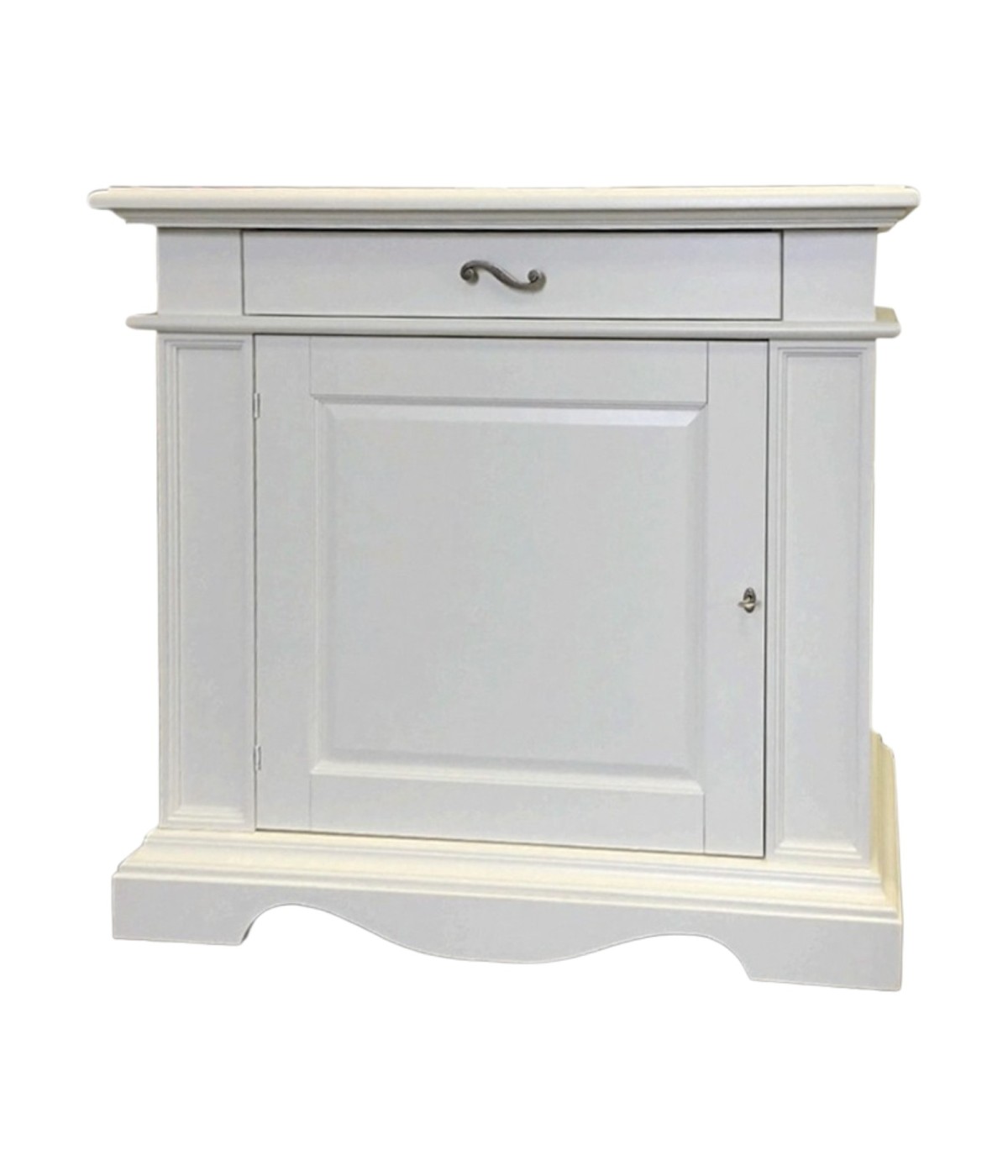 MOBILI 2G - MADIA CLASSICA IN LEGNO 1 PORTA 1 CASSETTO BIANCO 117X55X115
