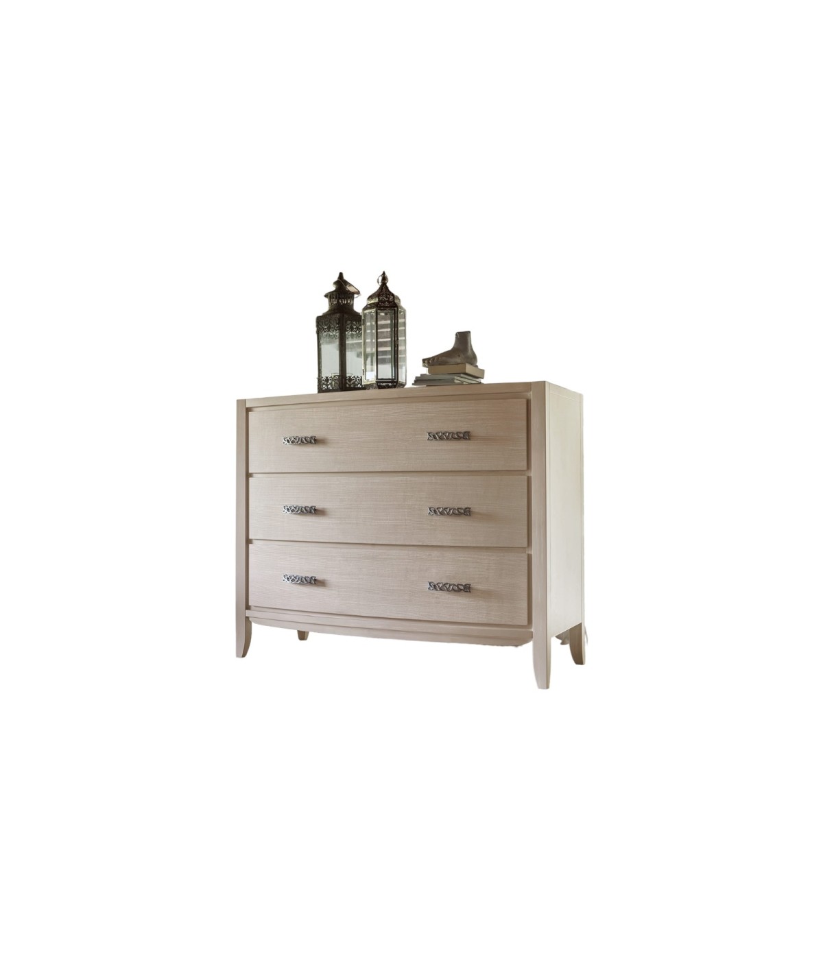 MOBILI 2G - CASSETTIERA CONTEMPORANEA 4 CASSETTI CON DECORO ONDA IN LEGNO L.130 P.53 H.105