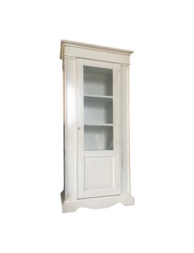 VETRINA CLASSICA IN LEGNO 1 PORTA SHABBY BIANCO 95X50X210