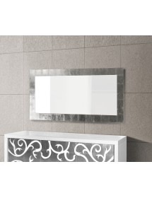 MOBILI 2G - SPECCHIERA MODERNA RETTANGOLARE IN FOGLIA ARGENTO 160X75