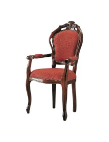 MOBILI 2G -  SEDIA CLASSICA CON BRACCIOLI SEDUTA IMBOTTITA LEGNO TINTA NOCE