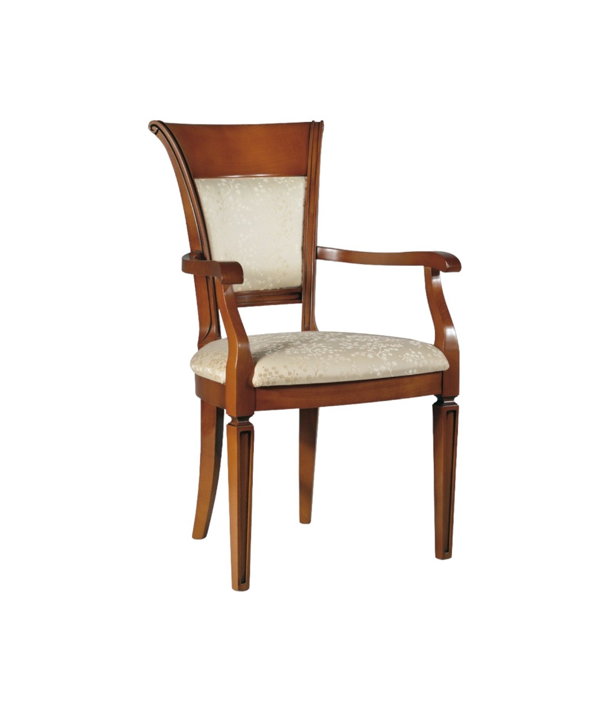 MOBILI 2G -  SEDIA CLASSICA CON BRACCIOLI SEDUTA IMBOTTITA LEGNO TINTA NOCE