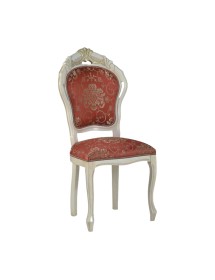 MOBILI 2G -  SEDIA CLASSICA INTAGLIATA IN LEGNO BIANCO IMBOTTITA