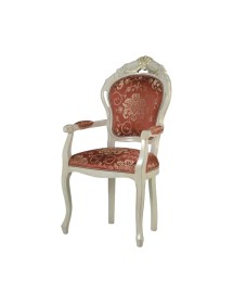 POLTRONA CLASSICA INTAGLIATA LEGNO BIANCO IMBOTTITA 59X58X108