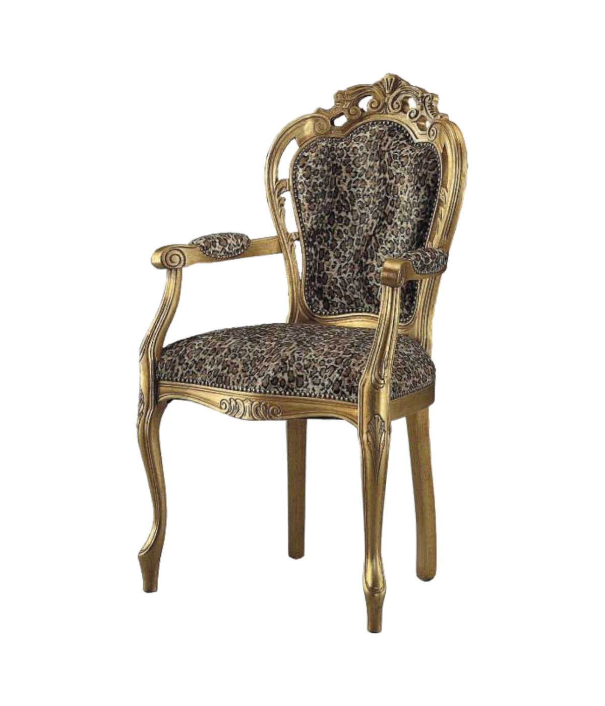 MOBILI 2G -  POLTRONA CLASSICA CON BRACCIOLI ORO/ARGENTO IMBOTTITA